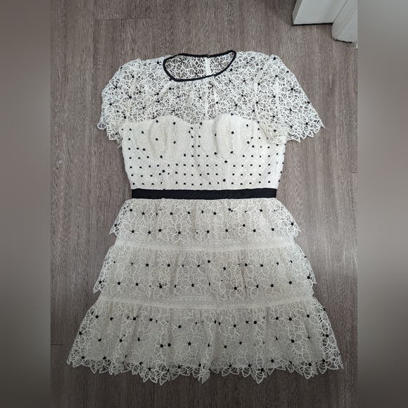 Self portrait Hibiscus Floral Guipure Mini Dress US 10 - Picture 10 of 11